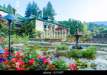 Italienischer Garten, Butchart Gardens, Brentwood Bay, Vancouver Island, British Columbia, Kanada Stockfoto