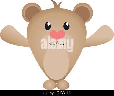 skurrile niedlichen Cartoon Teddybär braun isoliert, mit Herz für eine Nase Stock Vektor