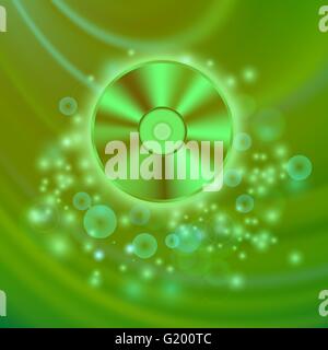 Compact Disc isoliert auf grünen Wellen Stock Vektor