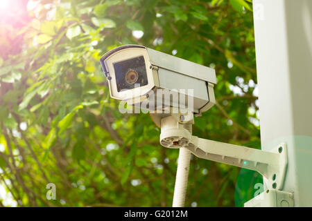 CCTV Aufzeichnung von wichtigen Ereignissen und einem Wachhaus Stockfoto