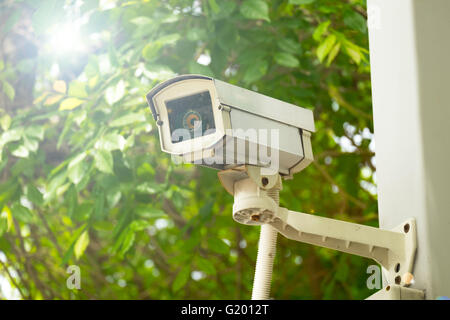 CCTV Aufzeichnung von wichtigen Ereignissen und einem Wachhaus Stockfoto