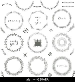 Vektor floral handgezeichnete Designelemente gesetzt. Stock Vektor