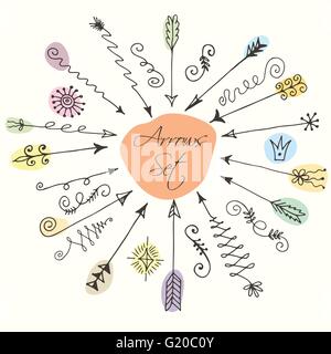 Isolierte Vektor handgezeichneten Pfeile auf weißem Hintergrund festlegen Stock Vektor