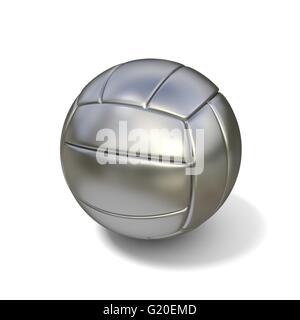 Silber-Volleyball Ball isoliert auf weißem Hintergrund. 3D illustration Stockfoto