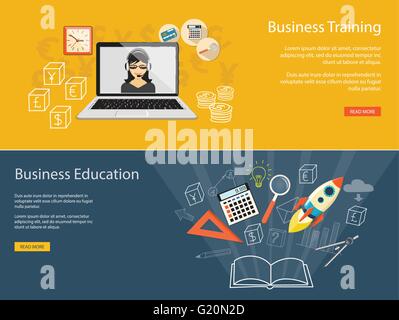 Flaches Design moderne Vector Illustration Konzept der Business educashion, e-Buch, online, e-mail Marketing, Management, Analytics Stock Vektor