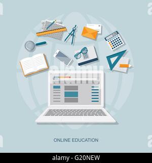 Flaches Design moderne Vector Illustration Konzept der on-line-Ausbildung-eps 10. Stock Vektor