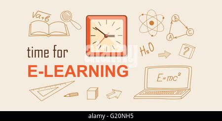 Flaches Design moderne Vektor Illustration Konzept der Hochschule, Universität, Online-Bildung, e-Learning, Business Studing, Stock Vektor