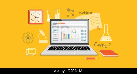 Flaches Design moderne Vektor Illustration Konzept der Hochschule, Universität, Online-Bildung, e-Learning, Business Studing, Stock Vektor