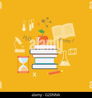 Flaches Design moderne Vektor Illustration Konzept der Ausbildung, Studium, Ausbildung mit Bücher - Eps 10 Stock Vektor