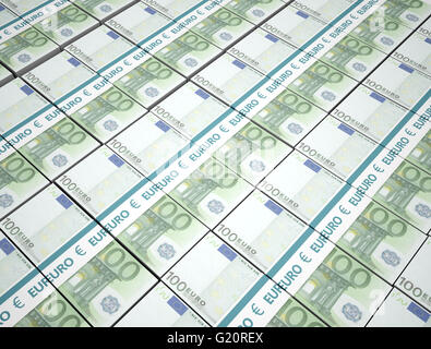 100 Euro-Geld-Bündel-Hintergrund Stockfoto