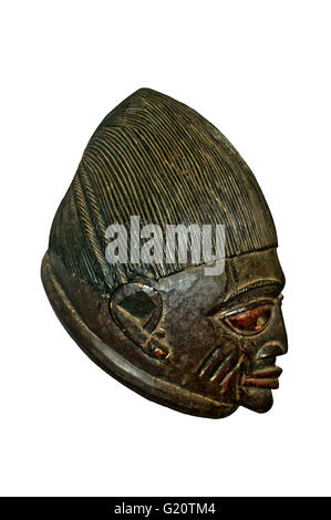 Afrikanische Maske, Holz eingestürzt und Hand hergestellt alte afrikanische Maske aus Westafrika Bereich Ghana, Nigeria, Togo, Benin und Côte d ' Ivoire, Stockfoto