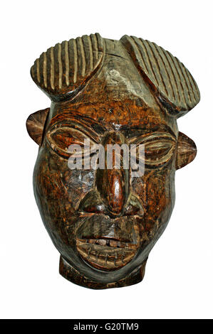 Afrikanische Maske, Holz eingestürzt und Hand hergestellt alte afrikanische Maske aus Westafrika Bereich Ghana, Nigeria, Togo, Benin und Côte d ' Ivoire, Stockfoto