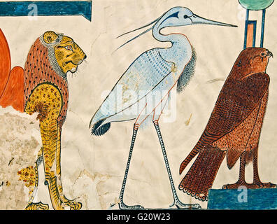 Faksimile des Detail von Wandmalerei im Grab der Königin Nefertari. Das Grab der Königin Nefertari, Tal der Königinnen, Theben Stockfoto