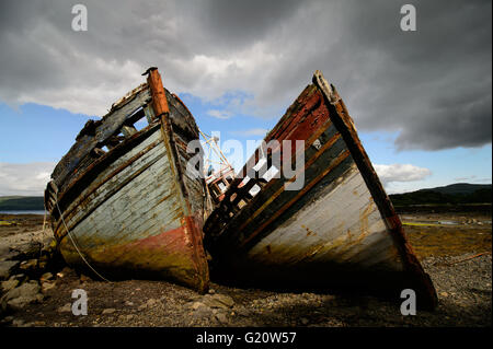 Alten Schiffswracks an der Küste in der Nähe von Salen, Isle of Mull, Schottland Stockfoto