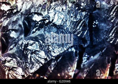 glänzendes Metall Faserstruktur, abstrakten Hintergrund. Blaue Farbe. Stockfoto