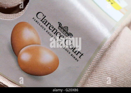 Clarence Court fabelhafte Eiern durch fabelhafte Vögel Details auf Eierkarton Stockfoto