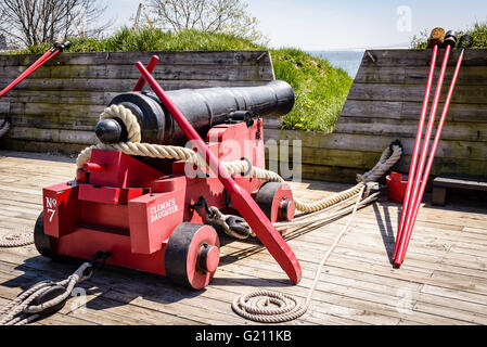 18lb Cannon Batterie, Fort McHenry National Park, Baltimore, MD Stockfoto