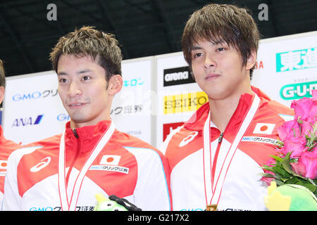 (L-R) Ryosuke Irie, Junya Koga, 20. Mai 2016 - Schwimmen: Japan Open 2016 Männer 100 m Rückenschwimmen Preisverleihung Tatsumi International Swimming Center in Tokio, Japan. (Foto von Yohei Osada/AFLO SPORT) Stockfoto