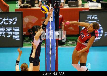 Tokyo Metropolitan Gymnasium, Tokio, Japan. 22. Mai 2016. Rivera (DOM), 22. Mai 2016 - Volleyball: Damen Volleyball World Finalqualifikation für die Olympischen Spiele in Rio De Janeiro 2016-match zwischen Südkorea 0-3 Dominikanische Republik am Tokyo Metropolitan Gymnasium, Tokio, Japan. © YUTAKA/AFLO SPORT/Alamy Live-Nachrichten Stockfoto