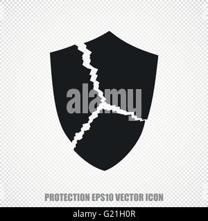 Sicherheit Vektor gebrochen Schild-Symbol. Modernes flaches Design. Stock Vektor