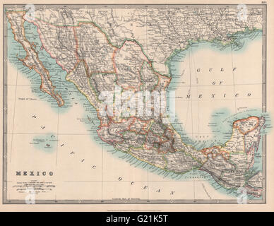 Mexiko zeigt Staaten. Guatemala & Britisch-Honduras. JOHNSTON, 1912 alte Karte Stockfoto