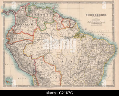 SÜDAMERIKA NORD. Peru/Ecuador Grenzen als Pre 1941 Krieg. JOHNSTON, 1912 Karte Stockfoto