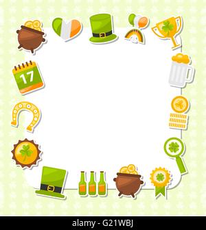 Feier-Karte mit traditionellen Symbolen für den St. Patricks Day Stock Vektor