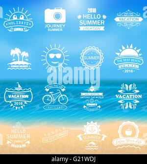 Gruppe Sommerferien Etiketten Stock Vektor