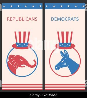 Broschüren für Werbung der politischen Parteien der Vereinigten Staaten Stock Vektor