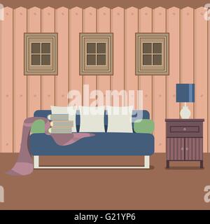 Moderne Wohnung Design Sofa innen Vektor-Illustration Stock Vektor
