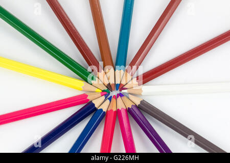 Bunte Bleistifte in einer Komposition Stockfoto