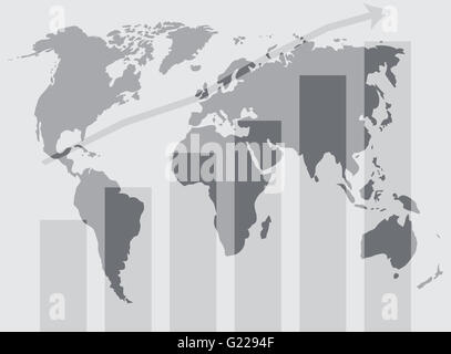 Globalen Welt Entwicklung Grafik. Globale Infografik Hintergrund, Grafik und Entwicklung Template für Geschäftsbericht und Trend. V Stockfoto