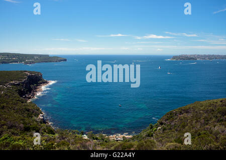 Hierhin nach Sydney Harbour, die Köpfe mit Nord und Süd Köpfe von Dobroyd Head Sydney NSW Australia Stockfoto