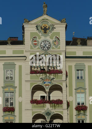 Österreich - Gmundner. Morgen Blick auf Rathaus Stockfoto