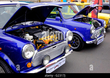 Brighton, UK. 22. Mai 2016. Minis auf Madeira fahren am Ende die von London nach Brighton Mini Run im Crystal Palace einen Tag früher aufgebaut. Die Veranstaltung ist Orgamised von der London & Surrey Mini Owners Club. Bildnachweis: Scott Hortop / Alamy Live News Stockfoto