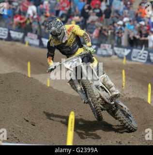 Rancho Cordova, CA. 21. Mai 2016. # 21 Jason Anderson Kampf beenden alle Tag 7. während der Lucas Oil Pro Motocross Championship 450 Klasse Meisterschaft in Hangtown Motocross Classic Rancho Cordova, CA Thurman James/CSM/Alamy Live News Stockfoto