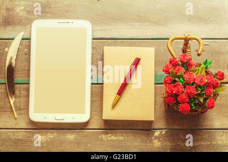 Auf die hölzerne Tablette Stockfoto