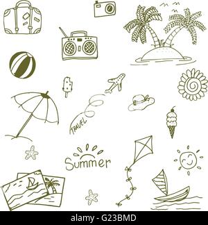 Doodle von Strand-Icon-set Stock Vektor