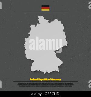 Der Bundesrepublik Deutschland Karte und offizielle Flaggensymbol auf dunklem Hintergrund. Vektor-deutsche politische Karte 3d Illustration. Europa Stock Vektor