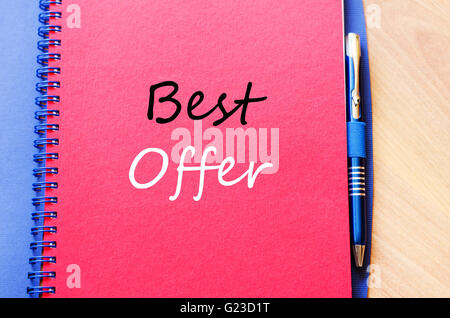 Beste Angebot Text Konzept schreiben auf notebook Stockfoto
