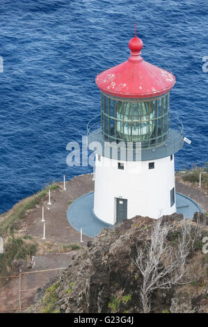 Nahaufnahme der Makapu'u Leuchtturm Stockfoto