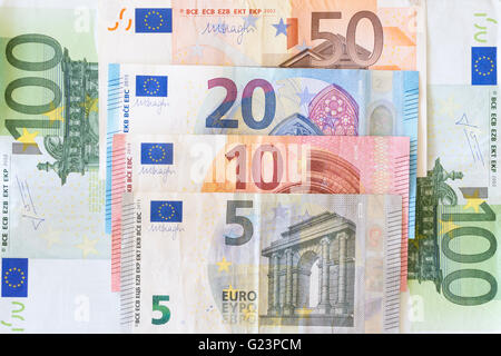 Eine Auswahl an Euro-Banknoten Stockfoto