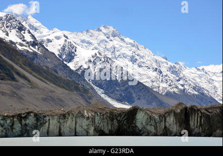 Gletscher auf einem See am Fuße der Schnee bedeckt Berge Stockfoto