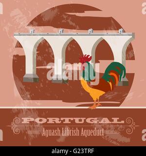 Portugal-Sehenswürdigkeiten. Retro-Stil Bild. Vektor-illustration Stock Vektor