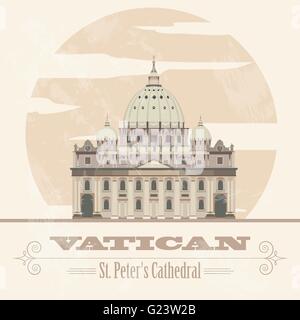 Vatikan Sehenswürdigkeiten. Retro-Stil Bild. Vektor-illustration Stock Vektor