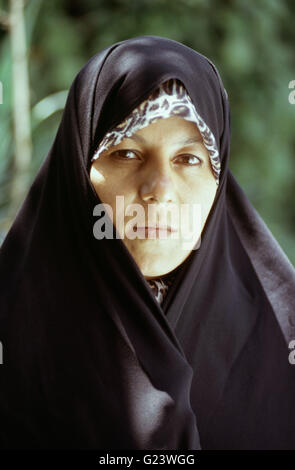 Ein Porträt von iranischer Politiker und Bürgerrechtler Womens Faezeh Hashemi Bahramani, auch die Tochter des ehemaligen PM Rafsanjani. Stockfoto