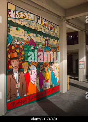 2011-Wandbild mit dem Titel: Markt Erinnerungen Künstlers Billy King auf dem öffentlichen Markt in Seattle, Washington Stockfoto