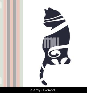 Abstrakte Figur der süße schwarze Katze sitzen. Stock Vektor