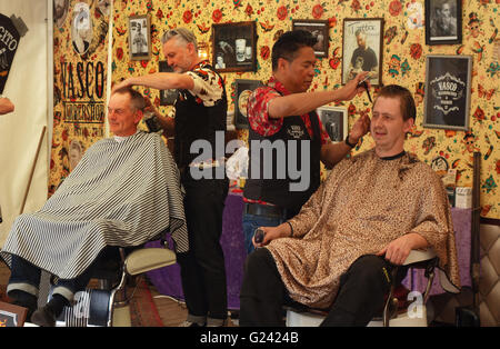 Vascos Vintage Friseurladen am Rock ' n Roll-Event, Venlo Niederlande Stockfoto