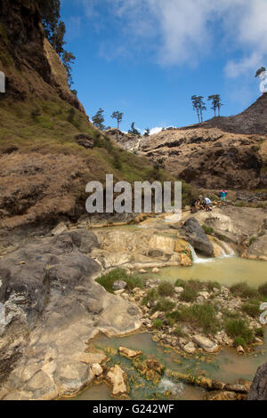 Hot Springs am Mount Rinjani Vulkan, Lombok, Indonesien Stockfoto